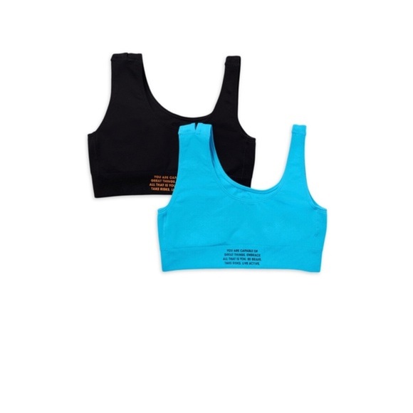 Justice Girls 2pack‎ blue & black Spandex graphic prints Cutout Bra size 30 new - Picture 12 of 12